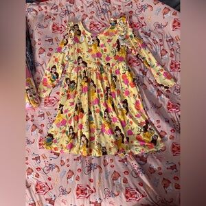 Little Sleepies Disney’s Princess Belle Long Sleeve Flutter Twirl Dress 3T VGUC